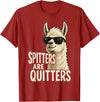 Inappropriate Funny Meme Tee Funny Llama Spitters are Quitters Adult Humor T-Shirt - Cranberry Red