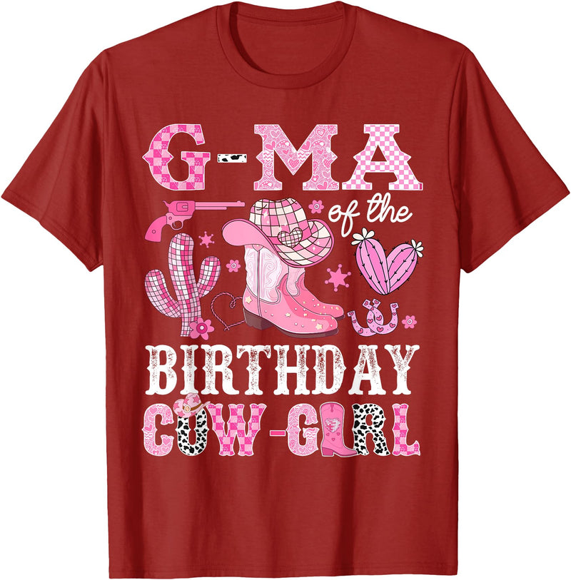 Pink Western Cowgirl Bday Party Family Matching G-Ma Of The Birthday Cow-Girl Rodeo Cowgirl Bday T-Shirt - Cranberry Red