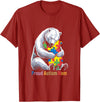 Autism Mama Mom Bear Support Autism Proud Autism Mom Bear Autism Awareness Month T-Shirt - Cranberry Red