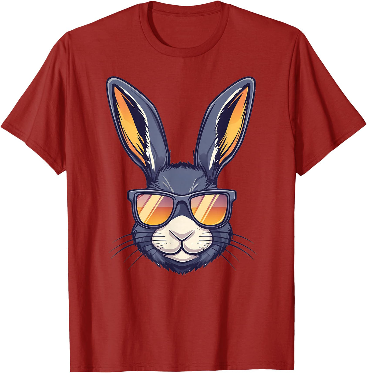 Bunny Rabbit Wearing Sunglasses Easter Funny Graphic T-Shirt in Cranberry Red
