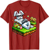 Bunny Happy Easter Day Egg Video Game Gift Men Boy Kid Gamer T-Shirt in Cranberry Red