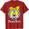 Mama Bear Face Apparel Softball Mama Bear With Sunglasses Bandana Momma Mothers Dy T-Shirt - Cranberry Red