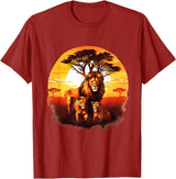 Safari Animal Art Lion Wildlife Safari Tiger African Animal Lovers Savanna T-Shirt - Cranberry Red
