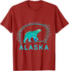 Funny Polar Bear Alaska Day Northern Light Gift Alaska Polar Bear with Polar Lights and Stars T-Shirt - Cranberry Red