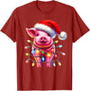 Christmas Pig Lover Pig Christmas Light Pig Lover T-Shirt - Cranberry Red