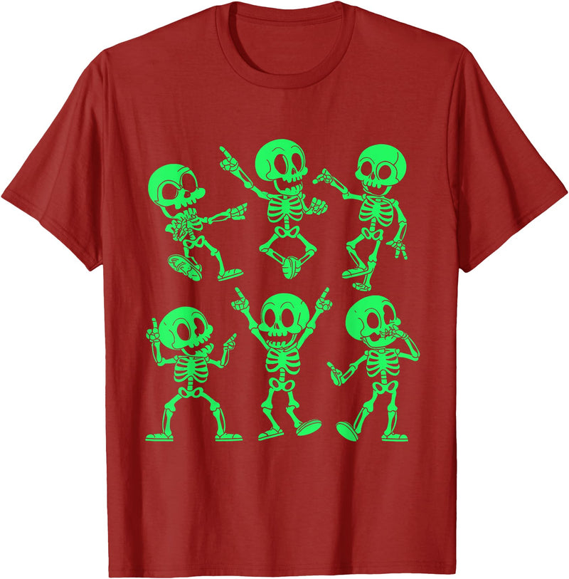 Dancing Skeletons by AlphaONE Dancing Skeletons Dance Challenge Girl Boys Kids Halloween T-Shirt - Cranberry Red
