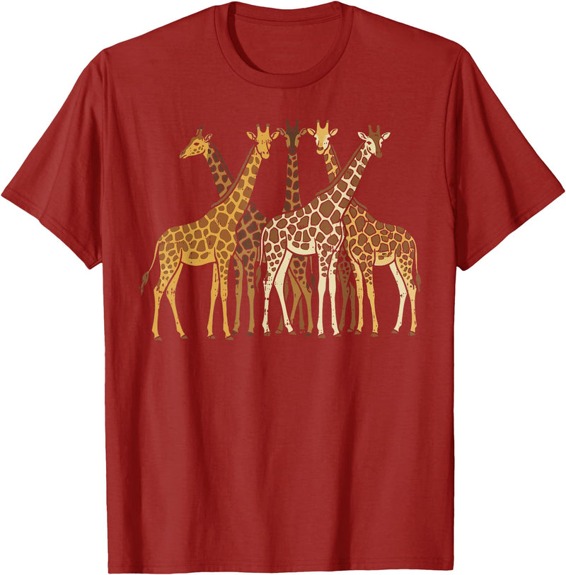 Safari Wildlife Shirts Men Women Kids Safari Giraffes Herd Wildlife African Jungle Men Women Kids T-Shirt - Cranberry Red