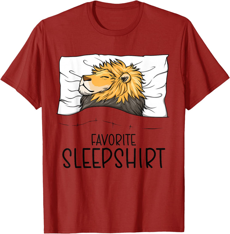 Sleeping & Napping Shirt Gifts For Nap Lovers Favorite Sleepshirt Lion, Napping Lion Pajama T-Shirt - Cranberry Red