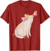 Watercolor Pink Pig With Floral And Butterfly Farm Design T-Shirt - Cranberry Red