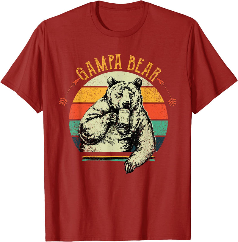 Gampa Bear Funny Father's Day shirt Mens Vintage Gampa Bear Shirt Funny Fathers Day T-Shirt - Cranberry Red