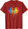 Vibrant Rainbow Bunnies Dripping Colors Easter T-Shirt in Cranberry Red