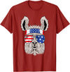 Mega USA Patriotic Animal Shirts USA Patriotic Llama Shirt - July 4th T-shirt - Alpaca T-Shirt - Cranberry Red