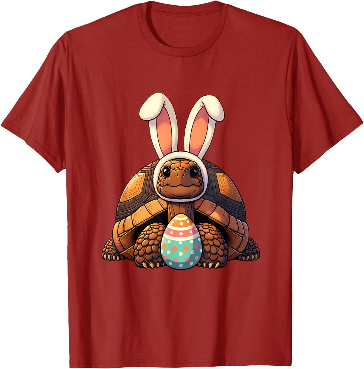 Funny Easter Tortoise Lovers Egg Eggs Bunny Rabbit Funny T-Shirt in Cranberry Red
