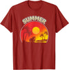 Retro Sunset Beach Guinea Pig Gifts Co Palm Tree With Guinea Pig Beach Holiday Summer Vacation T-Shirt - Cranberry Red