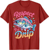 Fishermen Gifts Little Girls Boys Respect The Drip Fishing Boys Girls Fish Youth Bass Kids T-Shirt - Cranberry Red