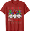 Xmas Lights Gnomes Holiday Graphics Merry Christmas Leopard Buffalo Red Plaid for Men Women T-Shirt - Cranberry Red