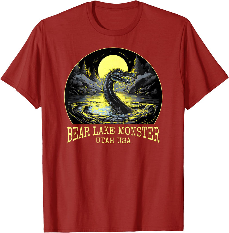FunWearVm The Bear Lake Monster Cryptid Utah USA Cryptozoology T-Shirt - Cranberry Red