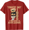 Vintage 60th Birthday 2026 Gifts Men Women 1966 60 Year Old Made in 1966 Teddy Bear 60th Birthday Men Women T-Shirt - Cranberry Red
