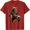 Animal Soccer Design Bear Soccer T-Shirt - Cranberry Red