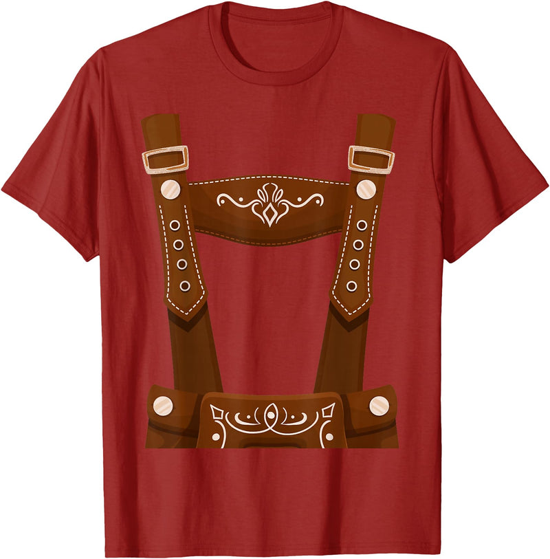 Bavarian Oktoberfest Halloween Costume Oktoberfest Costume Halloween Lederhosen T-Shirt - Cranberry Red