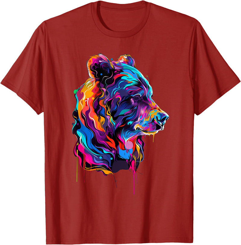 Bear Design Colourful Bear T-Shirt - Cranberry Red