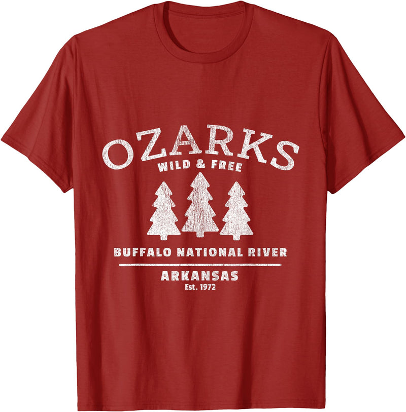 Arkansas Wilderness Designs and Gifts Buffalo National River - Arkansas - Ozark Mountains T-Shirt - Cranberry Red