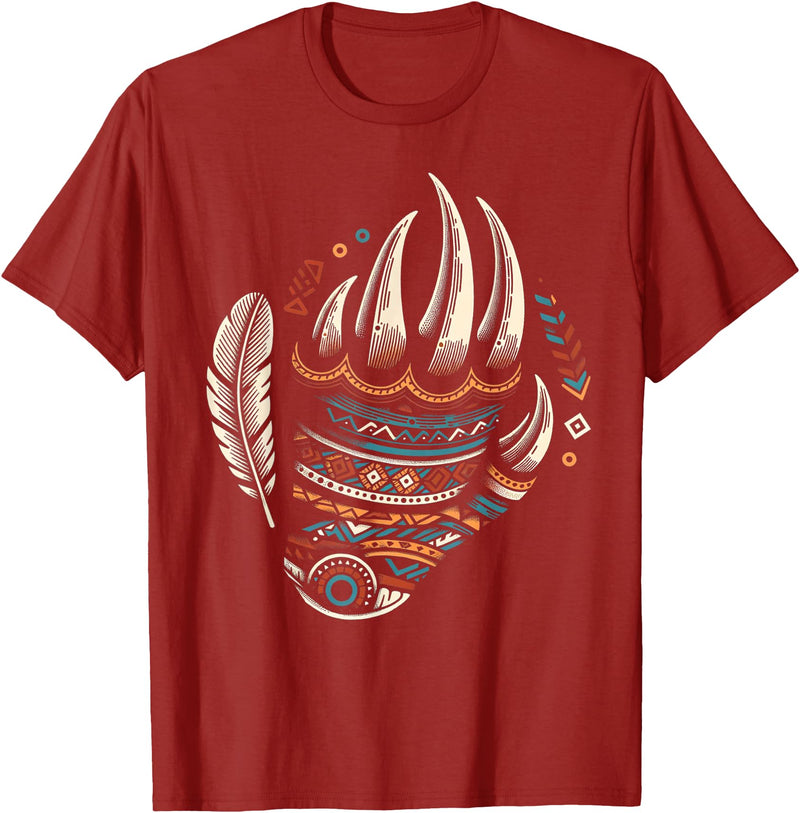 Native Indians Indigenous Bear Paw Clothing Men Native Heritage Month Proud Native American Bear Claws T-Shirt - Cranberry Red