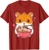 Cute Hamster Eating Ramen Hamster Lovers T-Shirt - Cranberry Red