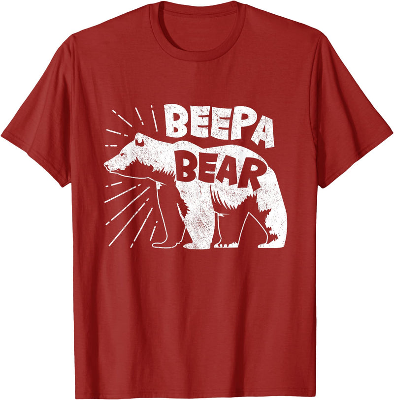 Mens Beepa Bear T-Shirt Father's Day Tee T-Shirt - Cranberry Red