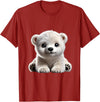 Just Sweet Designs Cute Polar Bear Cub Design T-Shirt, Small, Black - Cranberry Red