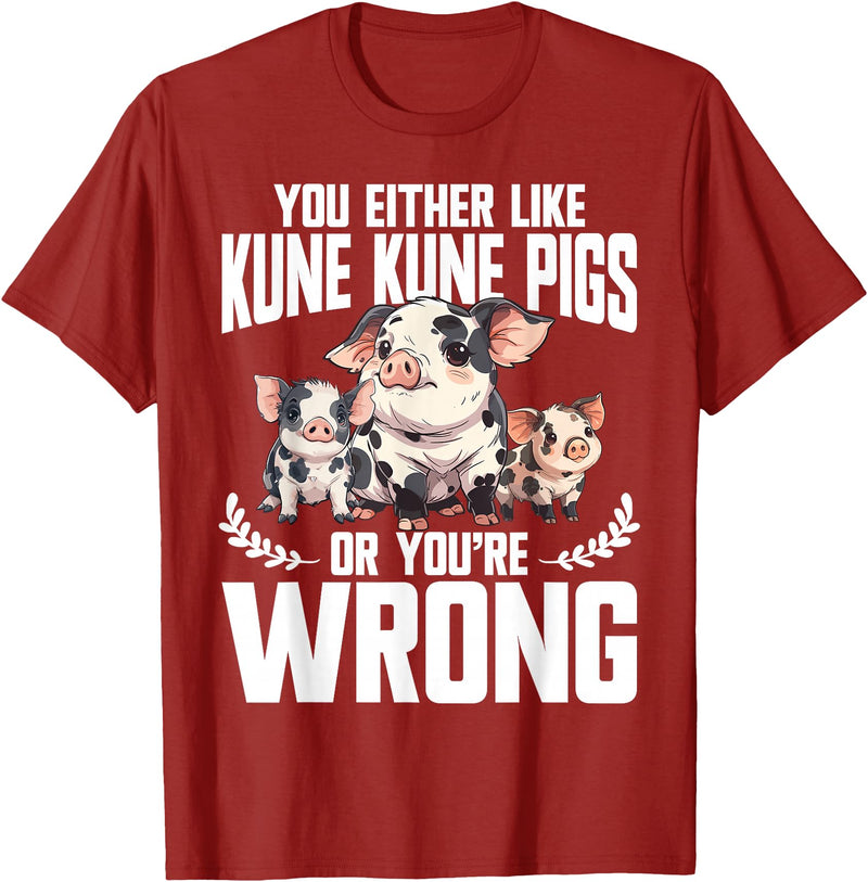 Kune Kune Pig Accessories & KuneKune Clothes Kune Kune Pig Lover Pig Breeder Supplies Kunekune Pig T-Shirt - Cranberry Red