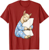Funny Sleepy Llama Animal Lovers Pajama Llama Sleeping in Cute Pajamas Sleep T-Shirt - Cranberry Red
