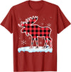 Moose Buffalo Lover Gift Co. Moose Red Buffalo Plaid Matching Pajama Family T-Shirt - Cranberry Red