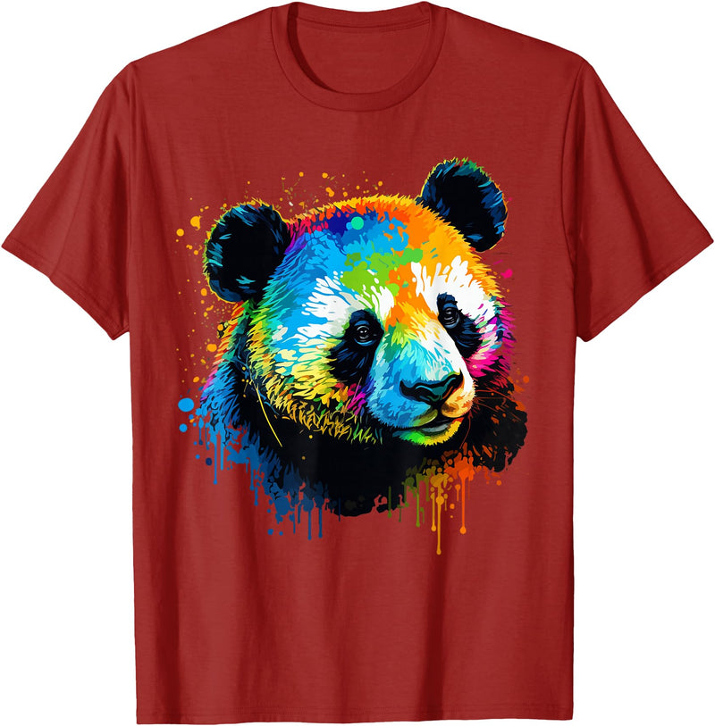 Cute Panda Lovers Kawaii Asian Bears Gifts DAIMMER Watercolor Panda T-Shirt - Cranberry Red