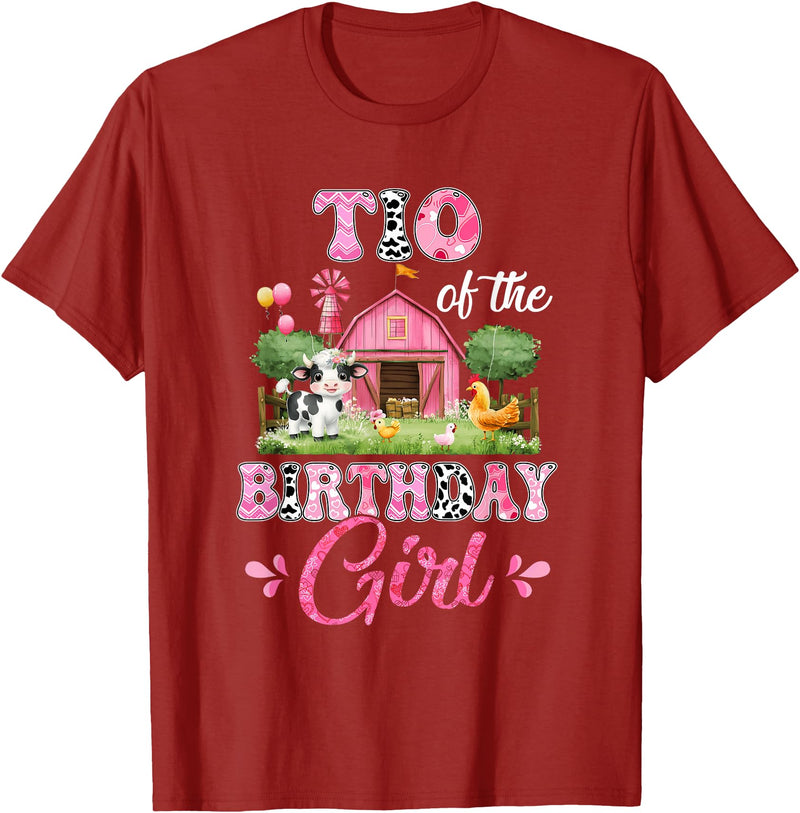 Cow First Birthday Girl Family Tio Of The Birthday Girl 1st Birthday Cow Farm Family T-Shirt - Cranberry Red