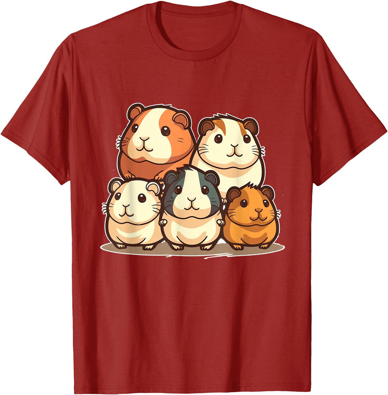 Best & Fun Guinea PIg Designs Cute, Kawaii Guinea Pig Family T-Shirt - Cranberry Red