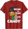 Swinger Upside Down Pineapple Apparel Halloween Trade Husband for Candy Swinger Women Wife T-Shirt - Cranberry Red