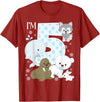 Arctic Animals Birthday Party Family Matching Bday Arctic Animals 5th Birthday Polar Bear Walrus Fox Sea Theme T-Shirt - Cranberry Red