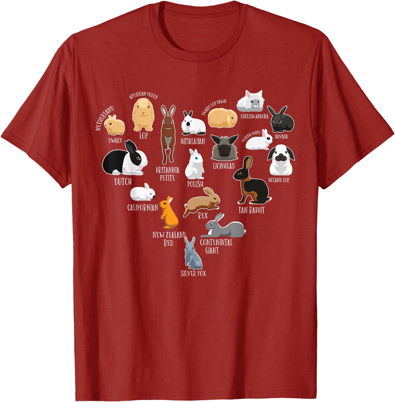 Rabbit Types & Cute Rabbit Species, Bunny - Rabbits T-Shirt in Cranberry Red