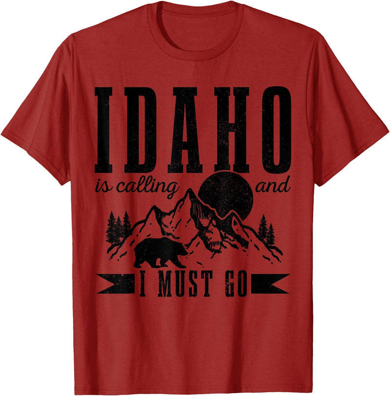 Idaho Is Calling And I Must Go! Idaho Is Calling & I Must Go Bear Mountains Vintage Gift T-Shirt - Cranberry Red