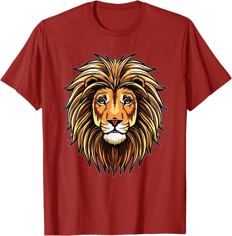 ROSS BOSS Majestic Lion Mane Detailed Art - Lions Are My Favorite T-Shirt - Cranberry Red