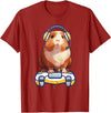 Guinea pig Video Game cavy Gift Guinea pig Gamers Funny guinea pig and Video Gamer Lover fluffy cavy Gamers T-Shirt - Cranberry Red