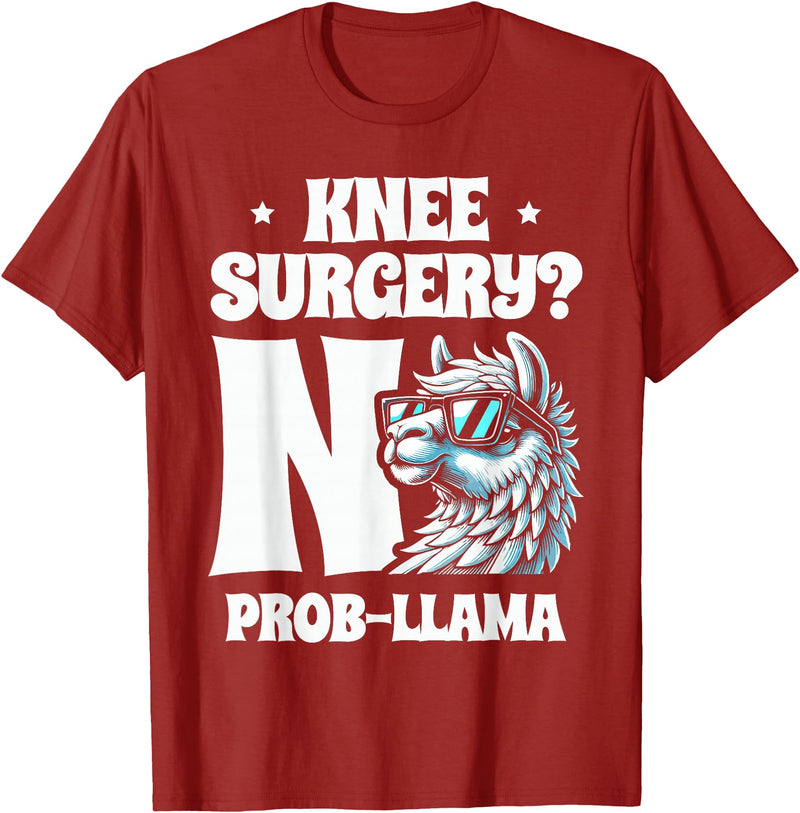 Llama Alpaca Lover Gifts Knee Surgery No Prob-llama Llamas Animal Lover T-Shirt - Cranberry Red