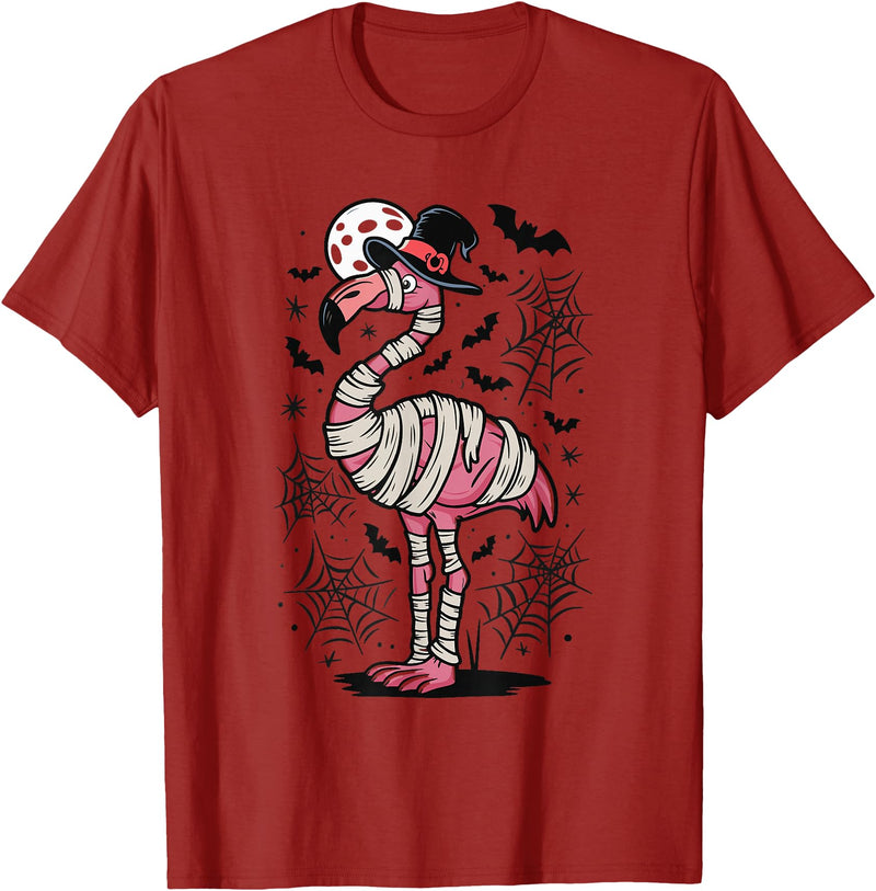 Flamingo Halloween Costume Mummy Spooky Flamingo Mummy T-Shirt - Cranberry Red