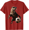 Animal Soccer Design Sea Lion Soccer T-Shirt - Cranberry Red