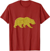 SunFrot Bear Vintage Golden Retro Animal Symbol T-Shirt - Cranberry Red