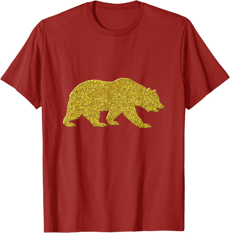 SunFrot Bear Vintage Golden Retro Animal Symbol T-Shirt - Cranberry Red