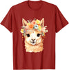 Alpaca and llama with flowers Designs Alpaca with Flowers, Cute Alpaca and Llama T-Shirt - Cranberry Red