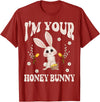 Cute I'm Your Honey Bunny Easter Flowers Love Rabbit T-Shirt in Cranberry Red