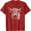 Scottish Highland Cattle Cow Merch Scottish Highland Cattle Cow Drawing T-Shirt - Cranberry Red